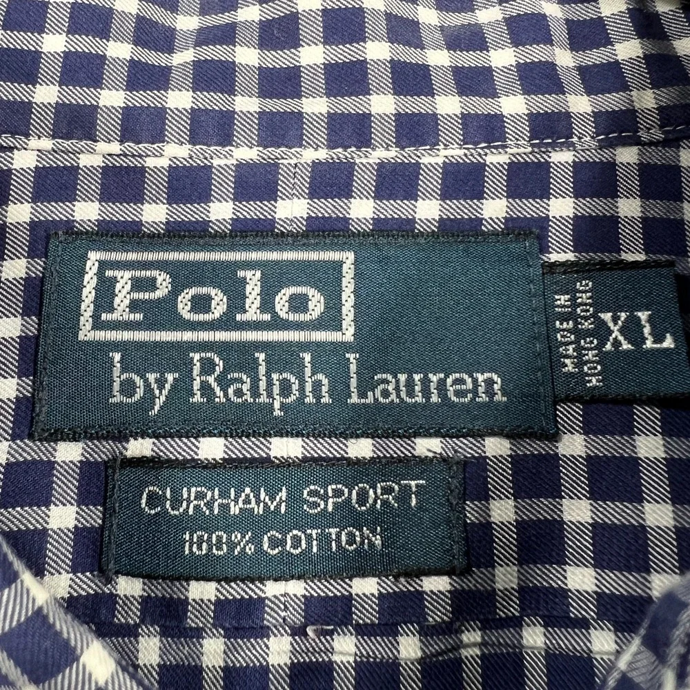 Polo Ralph Lauren Shirt Mens XL Blue Check Long Sleeve Button Up Curham Sport